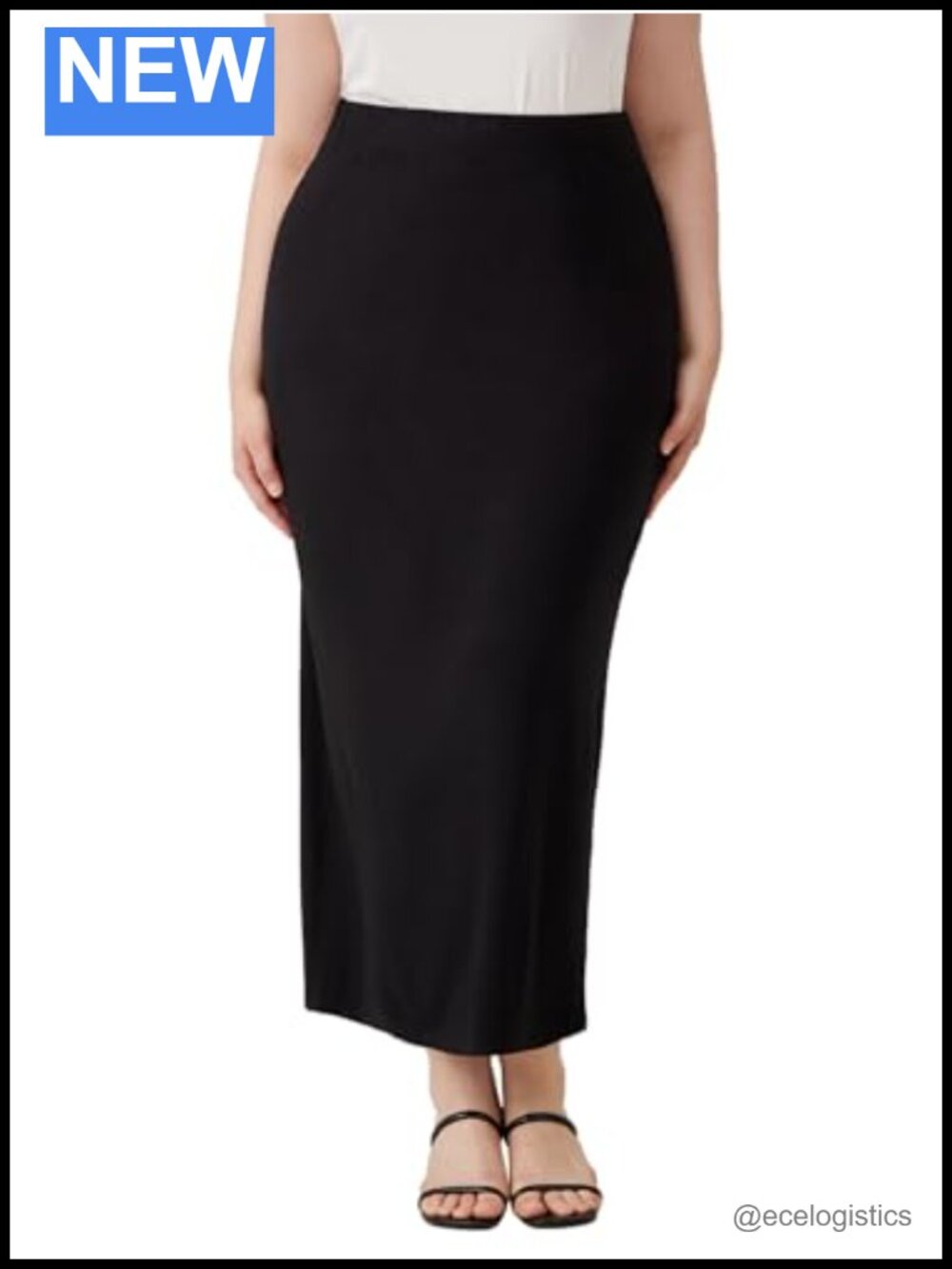 Women's Plus High Waist Maxi Pencil Skirt Bodycon Long Elastic